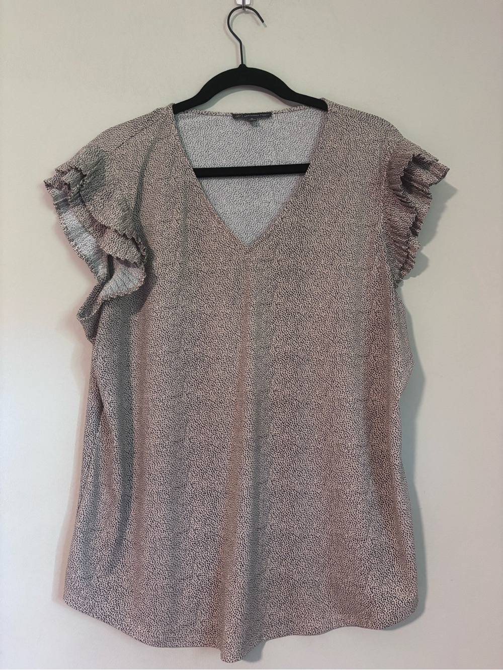 Adrianna Papell - Dusty Pink Printed V-Neck Ruffle Sleeve Blouse - XL